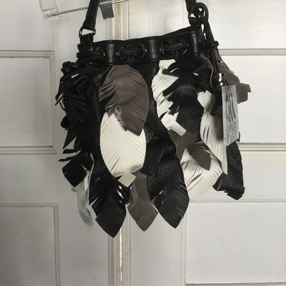 CHI by CARLOS FALCHI "LEAVES " BUCKET HANDBAG NWT